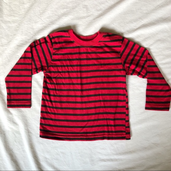 boys red and black striped shirt